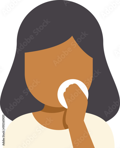 Woman performing daily skincare routine removing makeup using a cotton pad