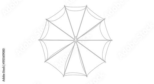 Open umbrella top view line art vector illustration