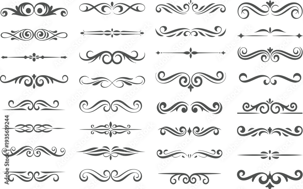 Obraz premium Collection of elegant swirling ornamental design elements and lines