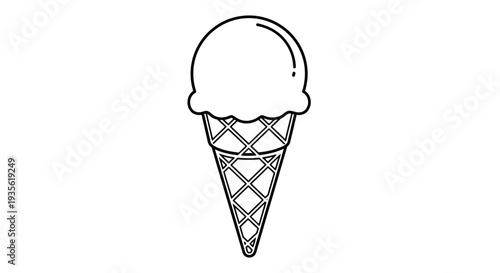 Outline ice cream cone icon with a single scoop