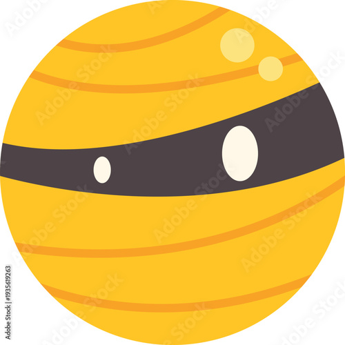 Cartoon mummy head icon representing a halloween character with bandages