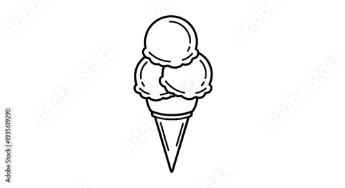 Outline icon of a triple scoop ice cream cone