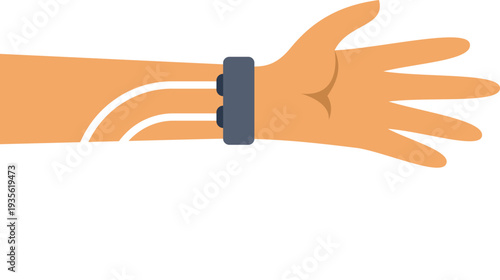 Human arm wearing a conceptual smart tracking device with internal connections