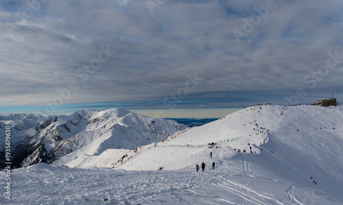 mountain peak, snow-capped winter rocks, snow Kasprowy Wierch, Poland