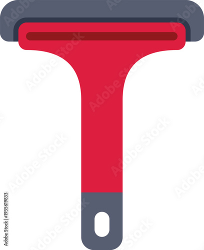 Red and gray squeegee with handle for cleaning surfaces