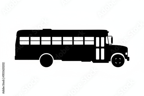 School Bus Silhouette: A sleek, minimalist silhouette of a classic school bus, perfect for illustrating education, transportation, and childhood themes.