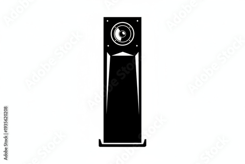 Audio Speaker Icon: A modern audio speaker in striking black, stands tall and ready to deliver immersive sound, an essential element for music lovers and home entertainment enthusiasts alike.
