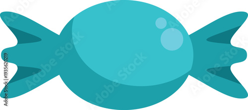 Candy wrapped in turquoise colored paper representing a sweet sugar treat