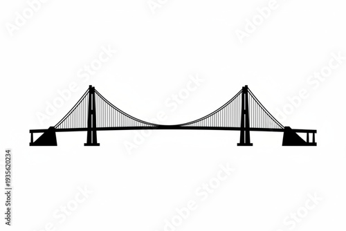Golden Gate Bridge in Simplified Form: An elegant black and white illustration of an iconic bridge, its majestic silhouette against the sky, symbolizing connection and engineering prowess.