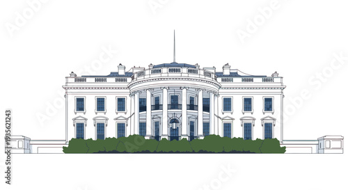 Vector Illustration of the White House Building in Washington DC