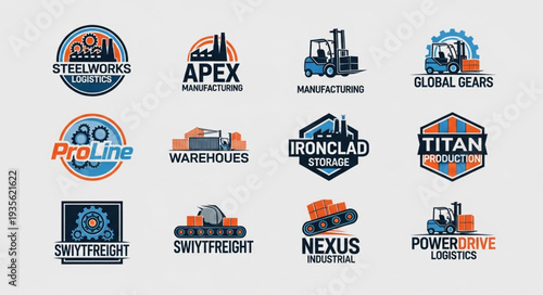 Collection of Industrial Company Logos and Emblems.