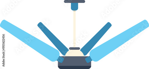 Ceiling fan with blue blades providing air circulation and cooling