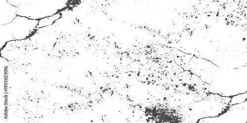 Cracked Concrete Wall Texture with Dust Distress Grainy Grunge Effect, Abstract Black and White Damaged Rusty Scratch Wall Background Vector Design.