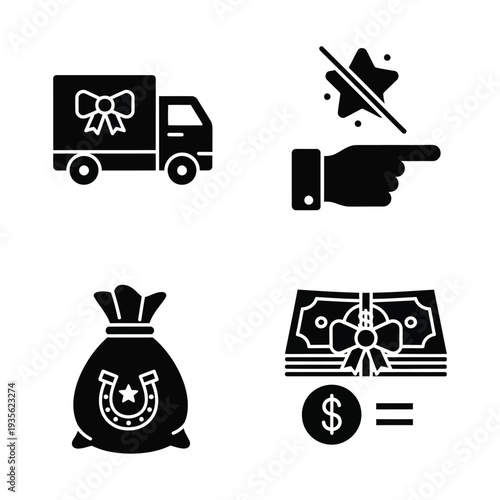 Business icons for finance, delivery and success