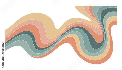 A colorful wavy line illustration with pastel shades and smooth curves