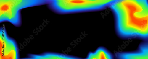 Heat map. Abstract thermal gradient with cold and hot distribution. Glowing neon spectrum frame showing RGB hues. Vector illustration.