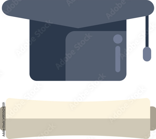 Graduation cap and diploma representing academic achievement and university education