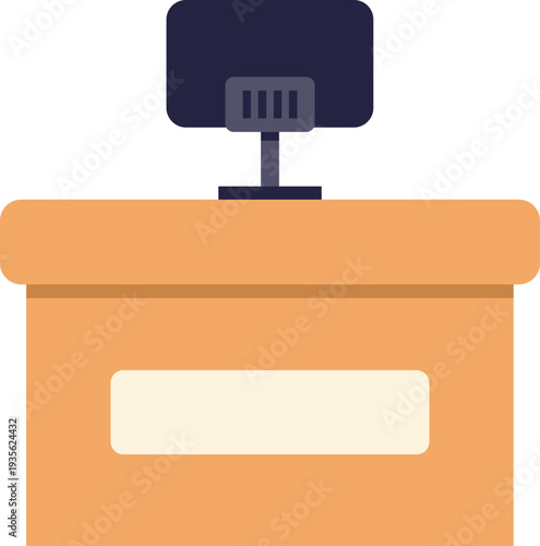 Reception desk counter featuring a computer monitor, representing office check in