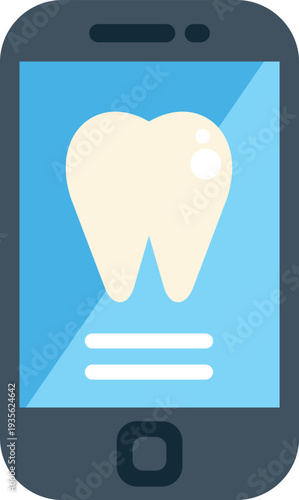 Smartphone screen showing a tooth, representing a dental app for online consultations