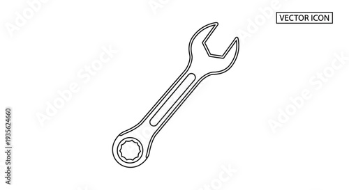 Outline wrench tool icon for repair and maintenance service