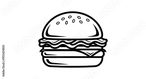 Simple black and white line art hamburger icon