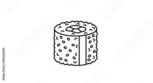 Sushi roll minimalist line art icon on white