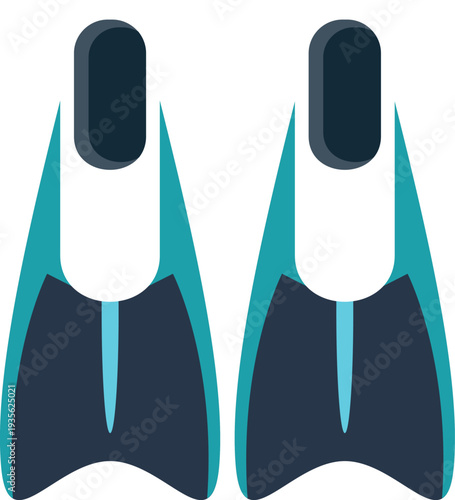 Pair of blue and black flippers representing water activities