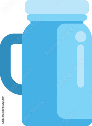 Blue mason jar with handle and lid for drinks and beverages