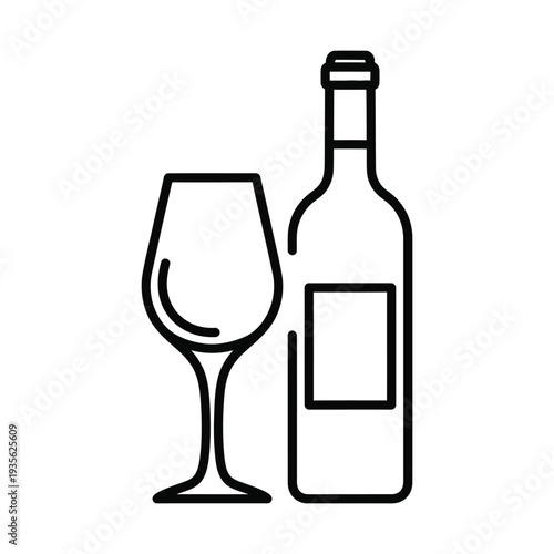 Elegant wine bottle and glass icon for luxury dining and wine tasting events