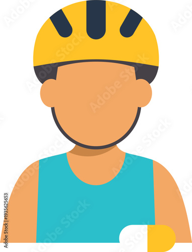 Cyclist wearing a yellow helmet depicting concepts of safety, sport, and fitness