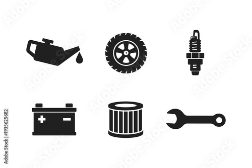 Essential automotive maintenance icons for mechanics and enthusiasts