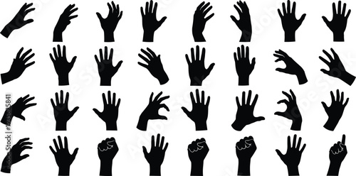hand, gesture, hands, silhouette, icon, set, , communication, , symbol, , , , design, graphic, isolated, minimal, black, expression, illustration