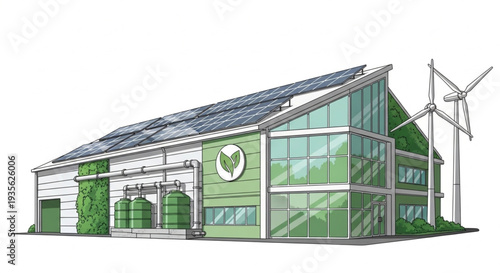 Sustainable Greenhouse with Solar Panels.