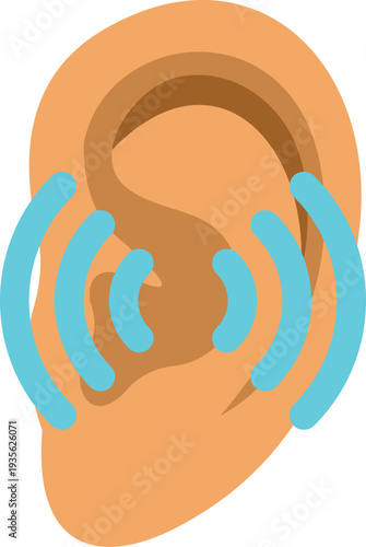 Human ear depicting the hearing process with sound waves