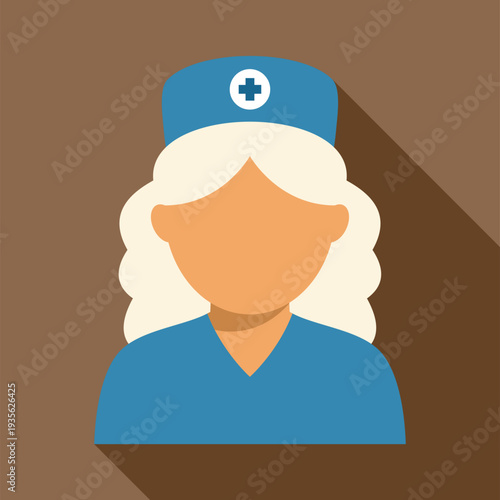 Female nurse character in uniform with hospital cross symbol