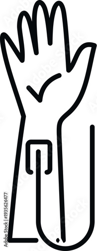 Hand with intravenous line and checkmark showing completed blood donation