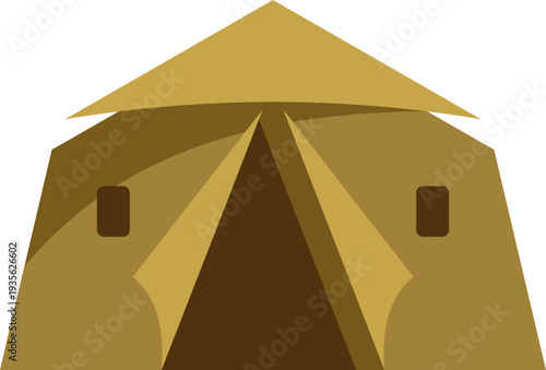 Camping tent icon representing an outdoor shelter, temporary home, and nomadic lodge