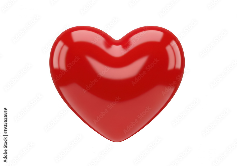 Fototapeta premium A vibrant red heart with a glossy finish and a slight shadow effect. isolated on transparent background