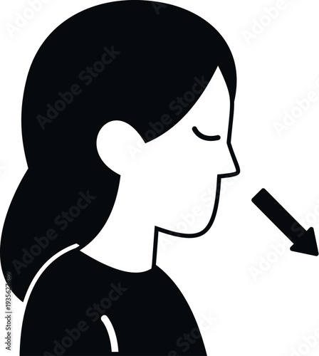 Woman breathing out, visualizing deep relaxation and stress relief