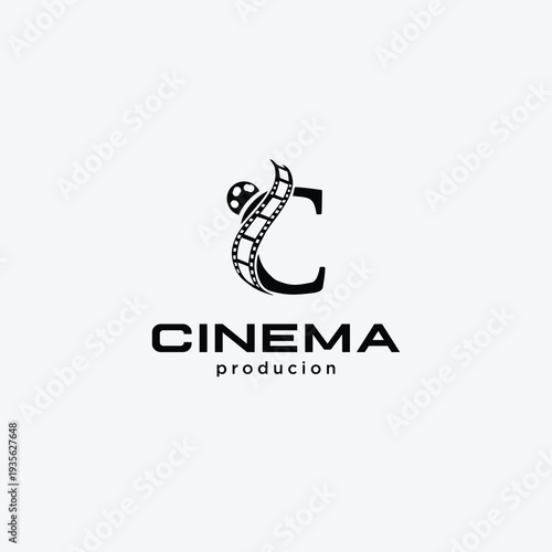 Initial Letter C Filmstripes Logo Design for Movie Production-