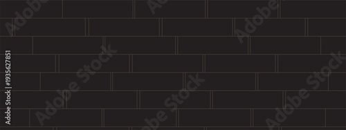 black brick wall texture, seamless cladding pattern for interior decoration, kitchen backsplash, plastic panel, building outdoor design. Abstract minimal background, vector eps 10
