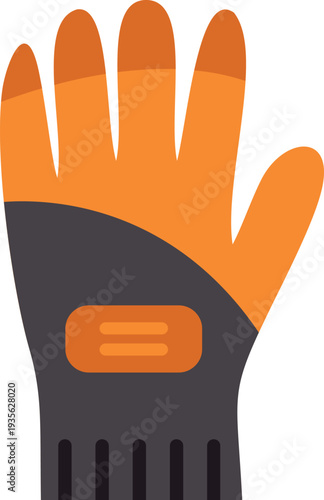 Modern flat illustration of an orange and black safety glove designed for industrial protection use