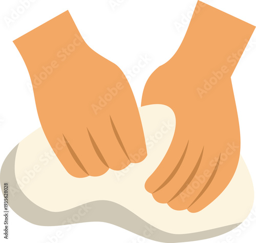 Close up illustration of hands kneading dough, symbolizing cooking and homemade baking