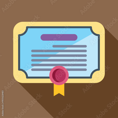 Certificate icon illustrating graduation, achievement, education, and official recognition