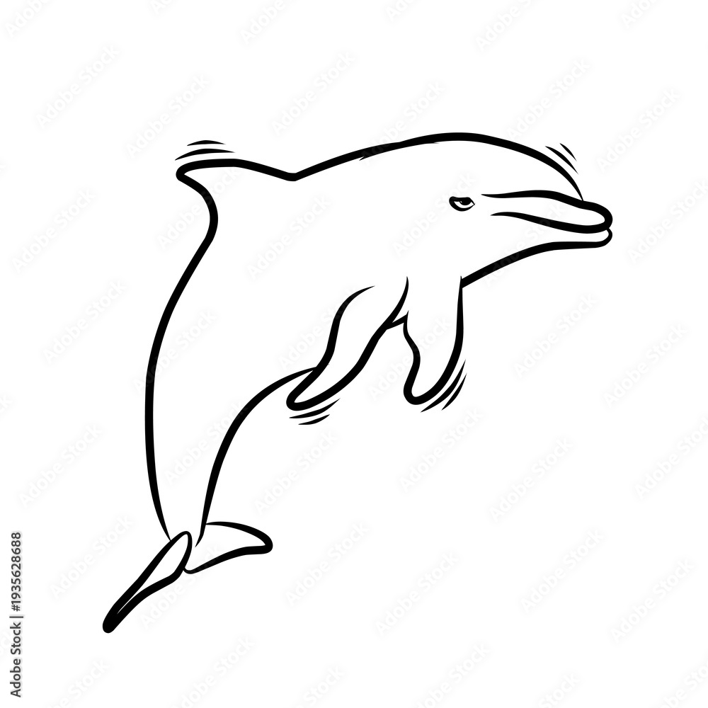 Fototapeta premium Dolphin vector icon in doodle style. Symbol in simple design. Cartoon object hand drawn isolated on white background.