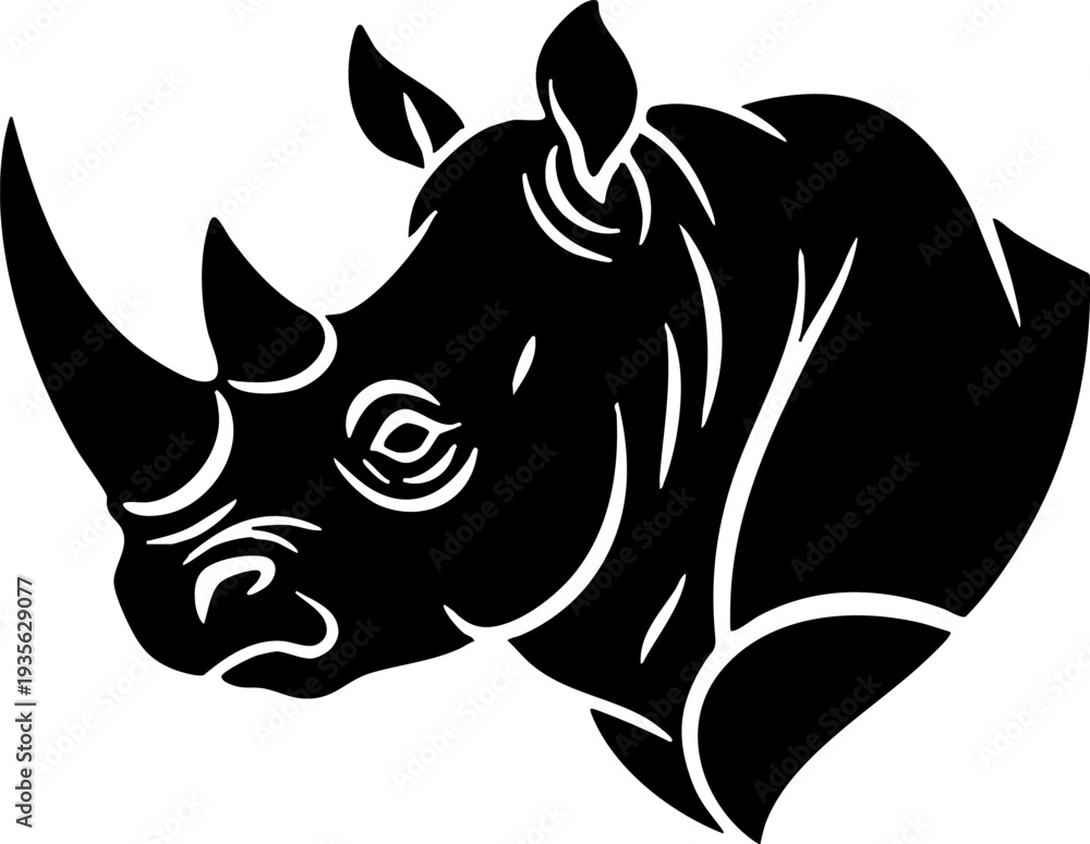 Fototapeta premium Stylized Rhinoceros Head Vector Illustration