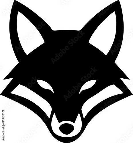 Minimalist Black and White Fox Head Logo Icon Design
