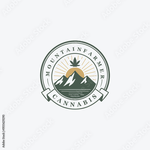 Mountain Cannabis Logo Design Marijuana Pot Hemp For Cultivation
