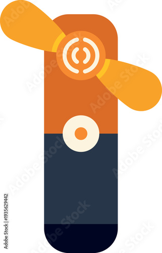 Minimal flat style illustration of a drone remote control with orange propeller symbol