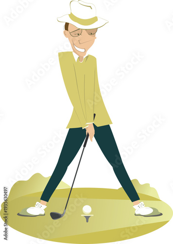 Summer day. Golfer man on the golf course